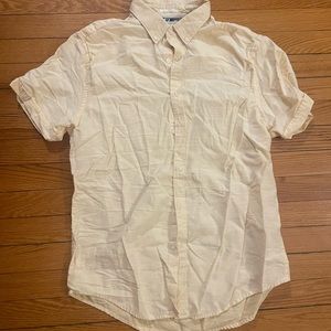 Cream Denim & Flower Ricky Singh Short Sleeve Button Down Size Medium
